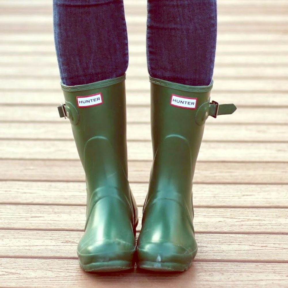 Green hunter boots. Size 3 kids